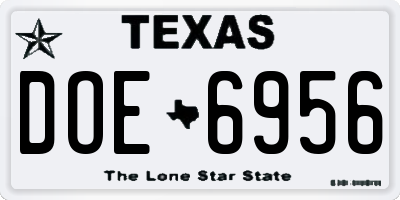 TX license plate DOE6956