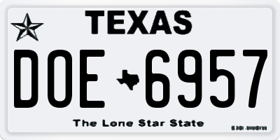 TX license plate DOE6957