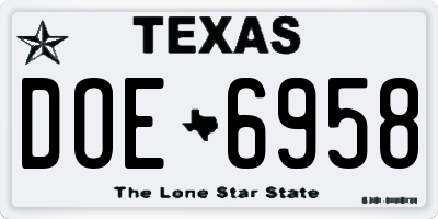 TX license plate DOE6958