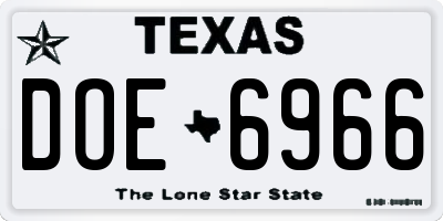 TX license plate DOE6966