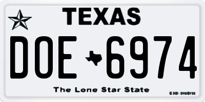 TX license plate DOE6974