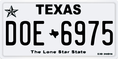 TX license plate DOE6975