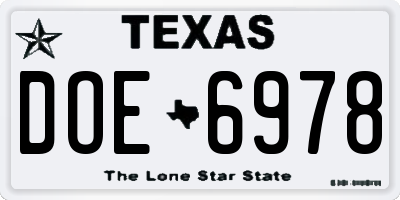 TX license plate DOE6978