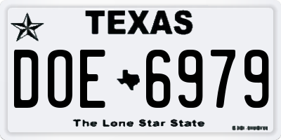 TX license plate DOE6979