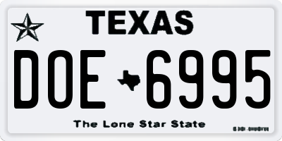 TX license plate DOE6995