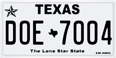 TX license plate DOE7004