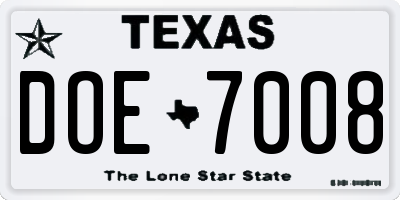 TX license plate DOE7008