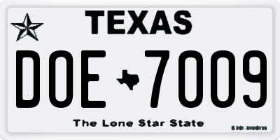 TX license plate DOE7009