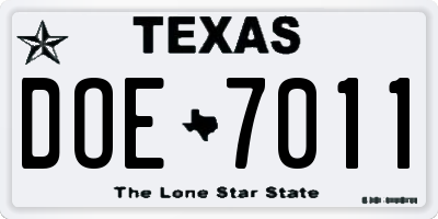 TX license plate DOE7011