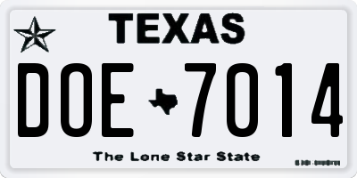 TX license plate DOE7014