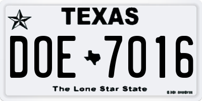 TX license plate DOE7016