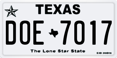 TX license plate DOE7017