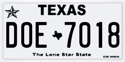 TX license plate DOE7018