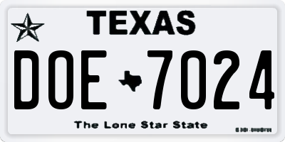 TX license plate DOE7024