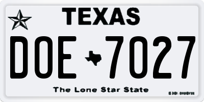 TX license plate DOE7027
