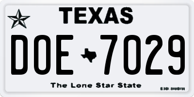 TX license plate DOE7029
