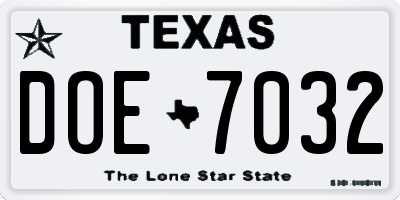 TX license plate DOE7032