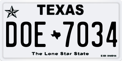 TX license plate DOE7034