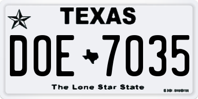 TX license plate DOE7035
