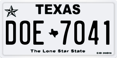 TX license plate DOE7041