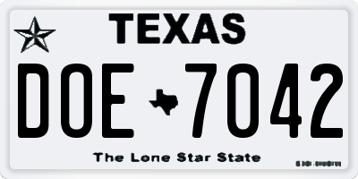 TX license plate DOE7042