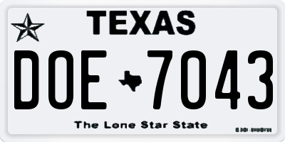 TX license plate DOE7043