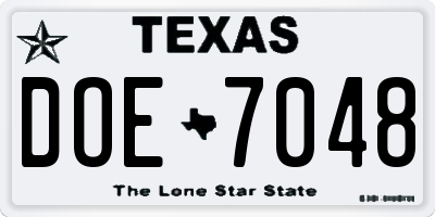 TX license plate DOE7048