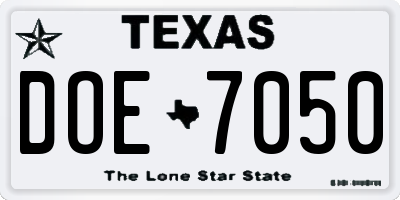 TX license plate DOE7050