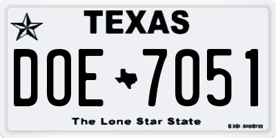 TX license plate DOE7051
