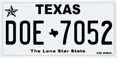 TX license plate DOE7052
