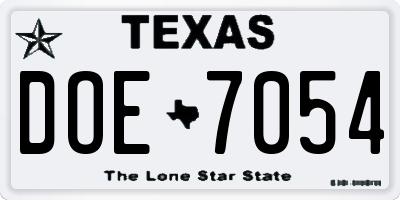 TX license plate DOE7054