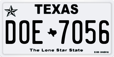 TX license plate DOE7056