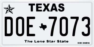 TX license plate DOE7073