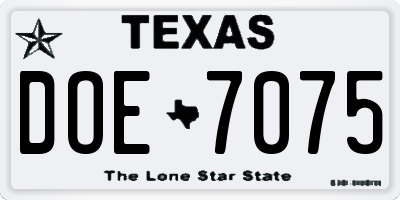 TX license plate DOE7075