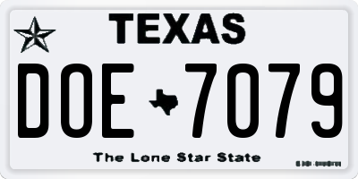 TX license plate DOE7079