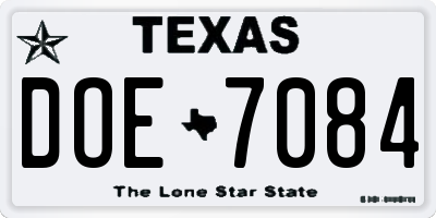 TX license plate DOE7084