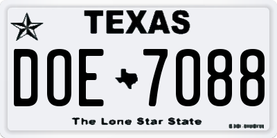 TX license plate DOE7088