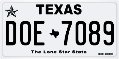 TX license plate DOE7089