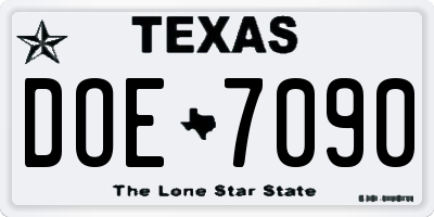TX license plate DOE7090