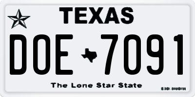 TX license plate DOE7091