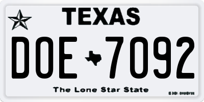 TX license plate DOE7092