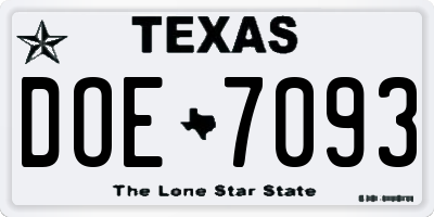 TX license plate DOE7093