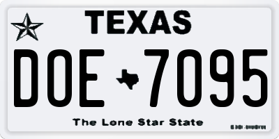TX license plate DOE7095
