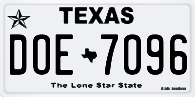 TX license plate DOE7096