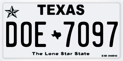 TX license plate DOE7097