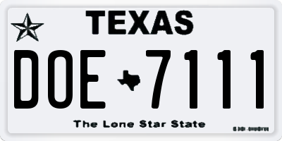 TX license plate DOE7111