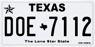 TX license plate DOE7112