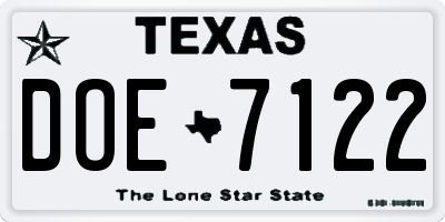 TX license plate DOE7122