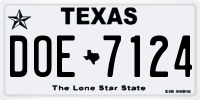 TX license plate DOE7124