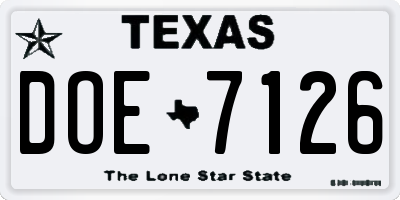 TX license plate DOE7126